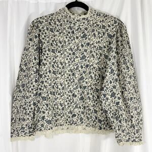 NWT AE77 American Eagle Vintage Floral Blouse High Neck Long Sleeve Cottagecore